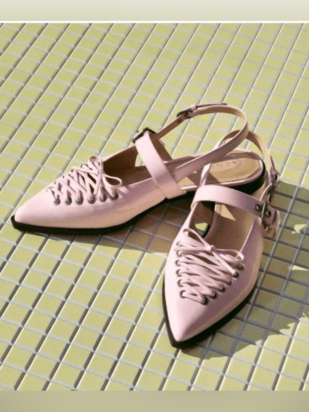 Scoop Pink Patent Corset Lace Slingback Flats Wide 7 NIB - Picture 5 of 8